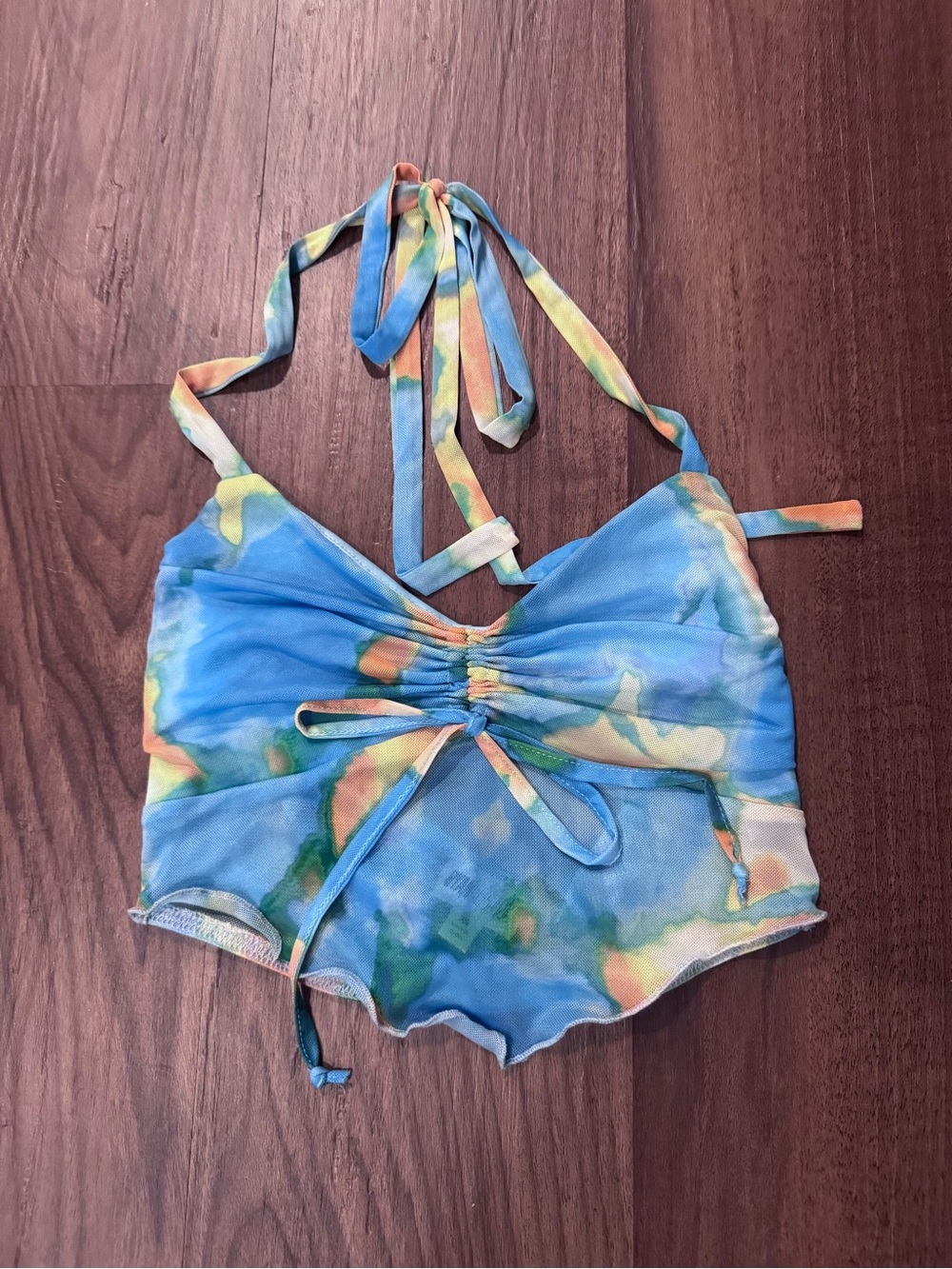 Blue Tie-Dye Halter Crop Top and matching skirt